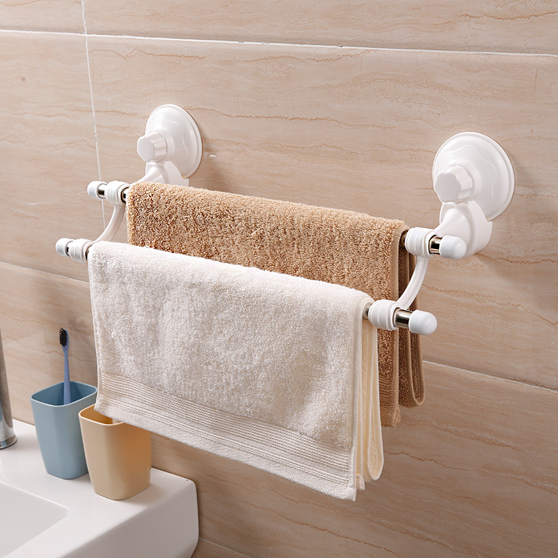 Buy Powerful suction cup doublebar towel rack free punching towel
