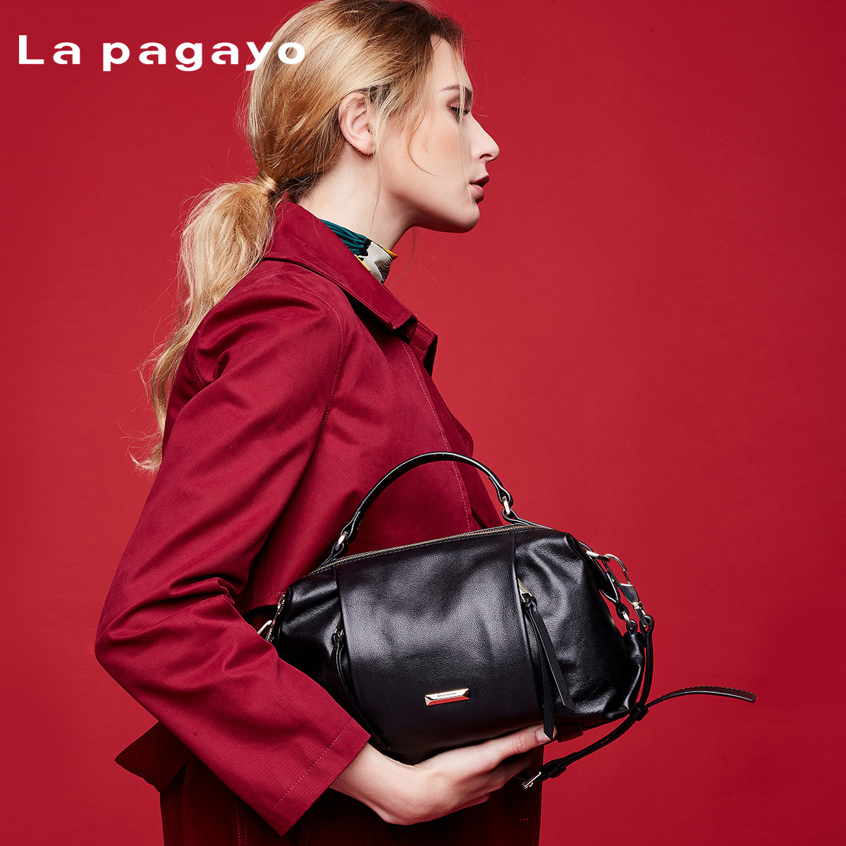 la pagayo/帕佳图新品头层牛皮欧美时尚斜挎手提女包 浅浅休闲包