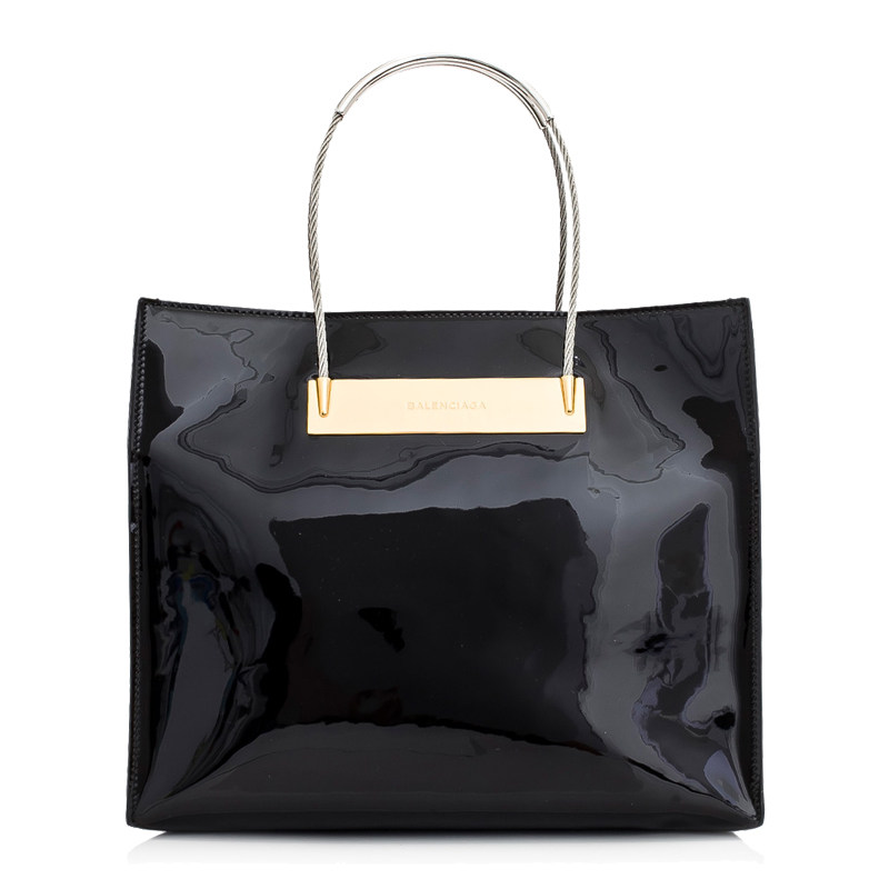reebonz正品balenciage/巴黎世家 女包新款漆皮材质黑色手提包