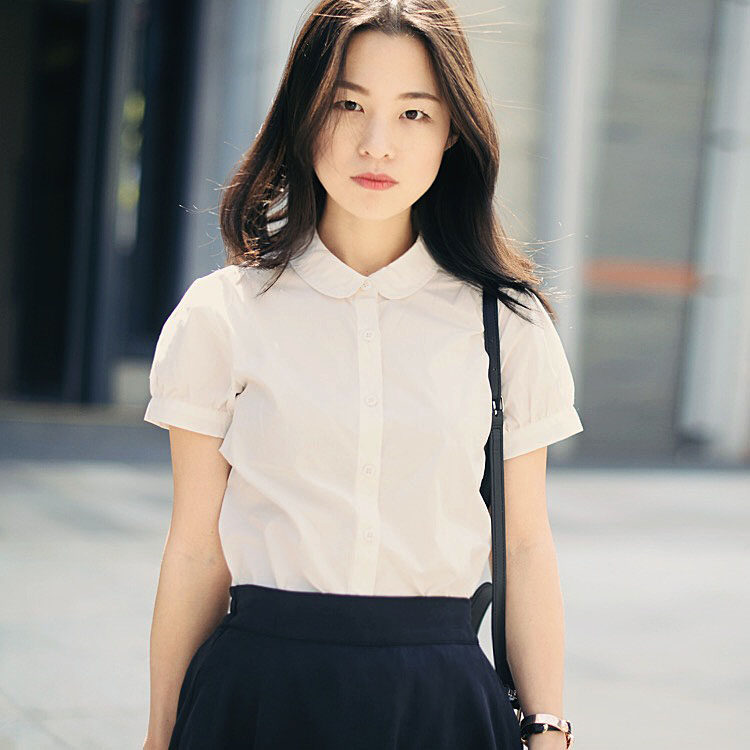南瓜谷 忆昔|2015夏装新款 复古文艺圆领衬衣 半袖衬衫 女c104