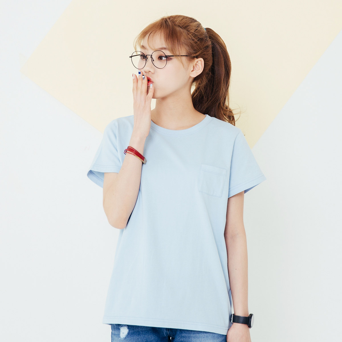 短袖t恤女韩国宽松学生纯棉2016夏季韩版纯色半袖女t恤上衣女夏装