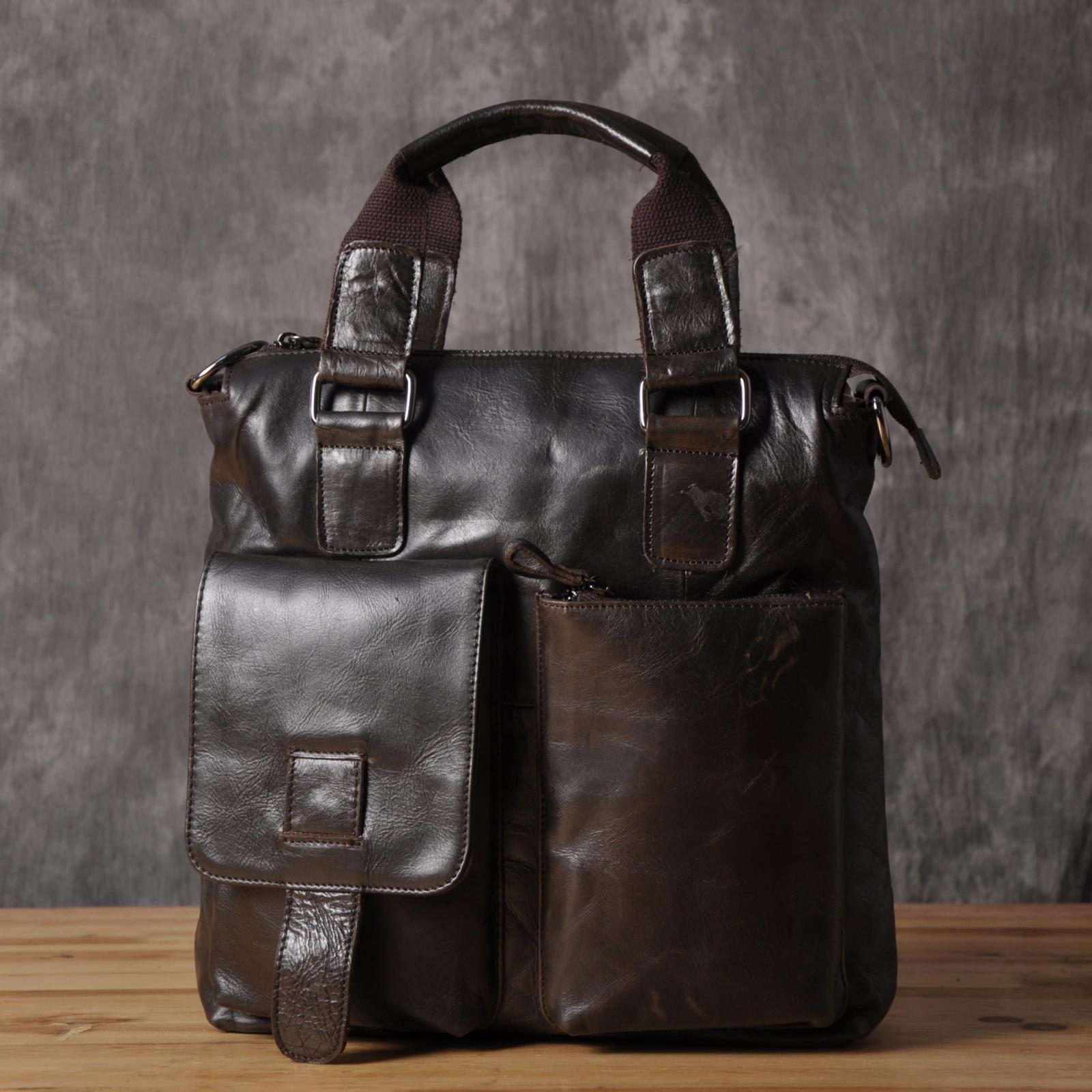 新款头层油蜡皮男包纯牛皮竖款单肩斜挎包潮男手提包欧美复古韩版