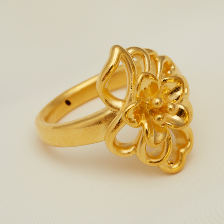 猴年硬金黄金戒指女款3d足金纯金戒指时尚花型