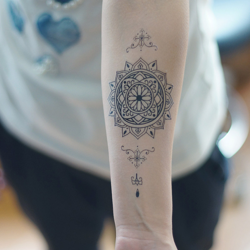 亿彩腾飞纹身贴 梵花图腾纹身贴纸 六道刺青纹身 防水纹身贴 梵花