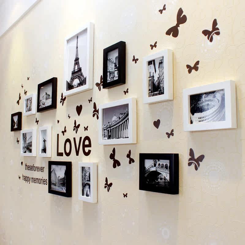 实木照片墙相片墙相框墙画框墙贴组合客厅卧室