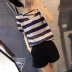 Áo thun nữ lụa băng sọc rộng rãi mới mùa xuân hè 2021 phiên bản Hàn Quốc của áo ngắn tay hoang dã siêu hot top - Áo phông Áo phông