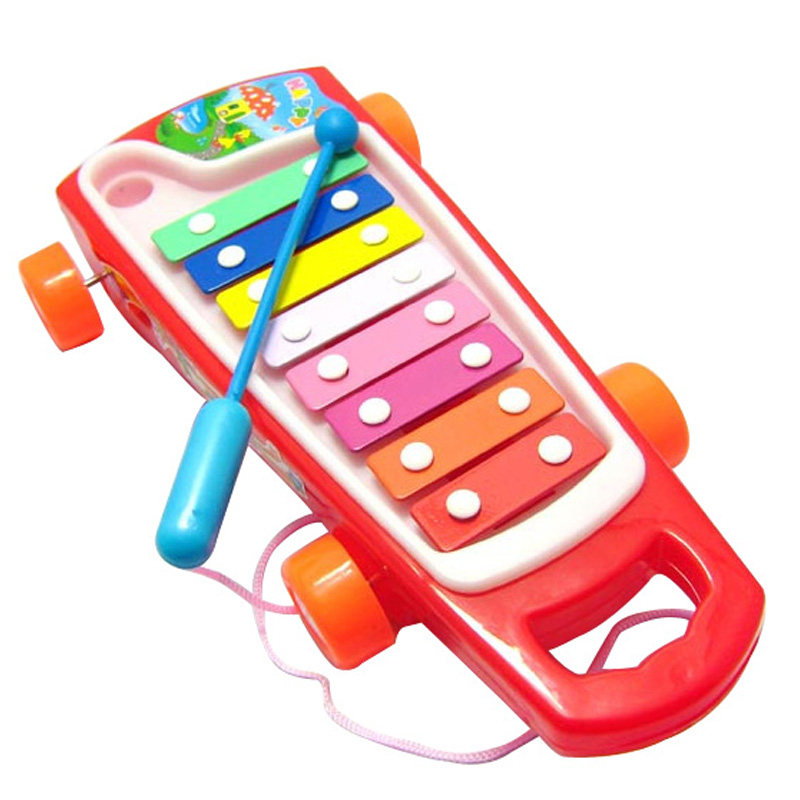 儿童手敲琴玩具 拖拉敲琴玩具 多功能八音琴 宝宝手敲琴敲击琴