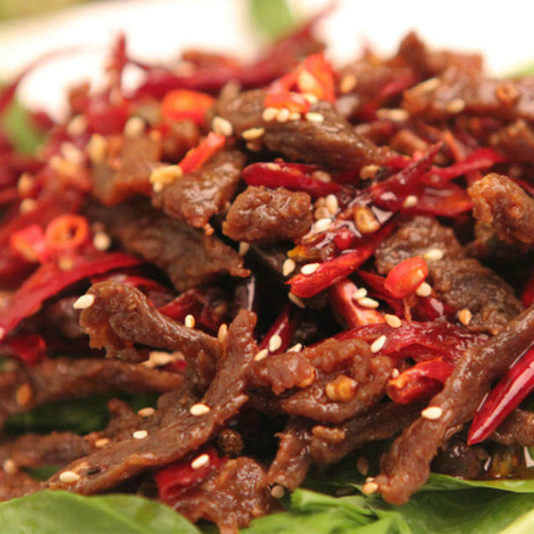 四川特产小吃香辣零食 现做麻辣牛肉条自贡冷吃牛肉130g 三袋包邮