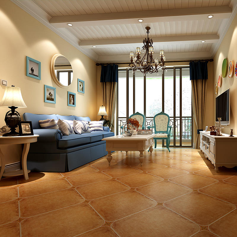 罗浮威尔地中海圆角仿古砖 欧式客厅美式地板砖田园地砖