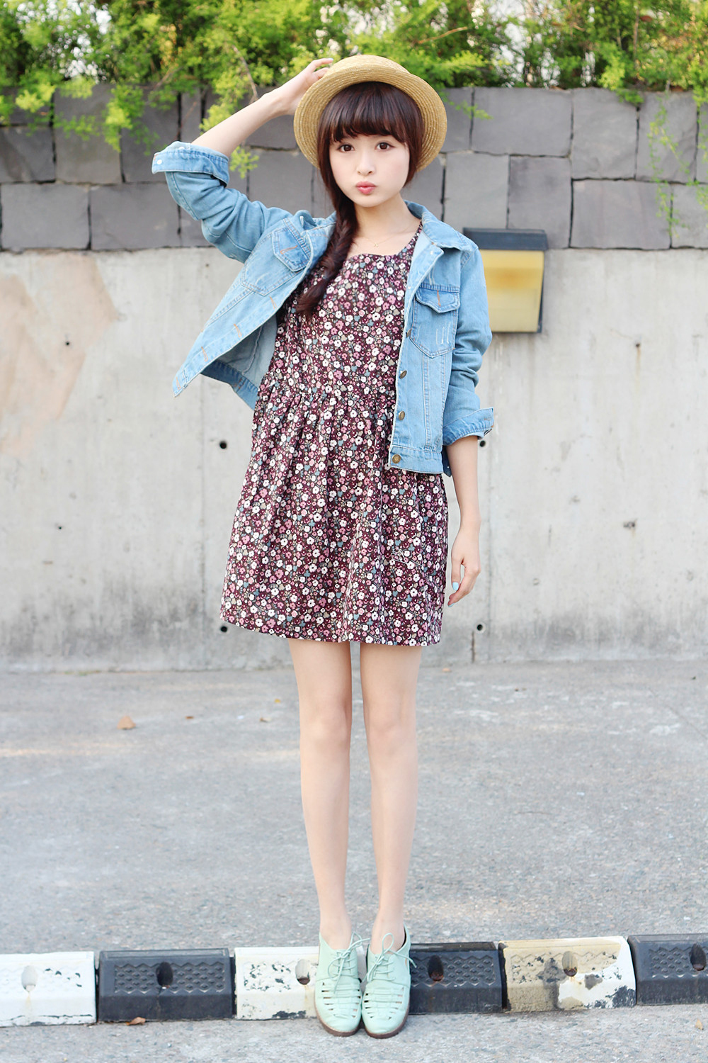 7.小清新碎花棉麻长袖连衣裙