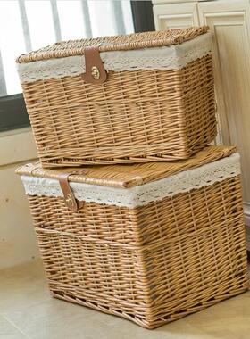 柳编衣服收纳箱 整理箱有盖特大号编织箱子 百纳储物箱田园无异味