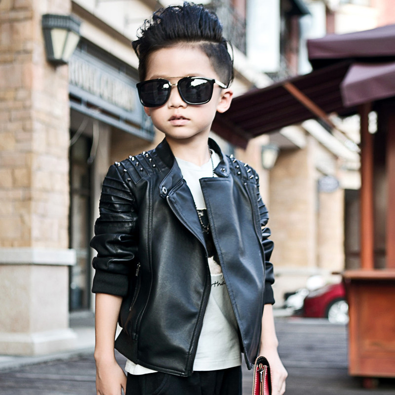 男童皮衣新款童装儿童皮夹克优质外套水洗皮