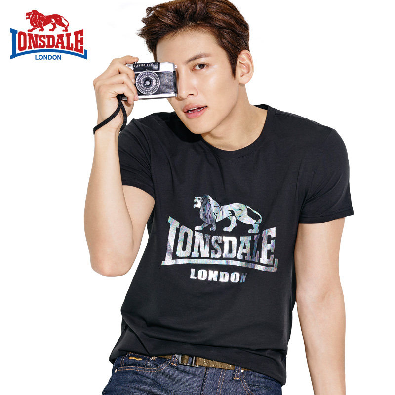 lonsdale龙狮戴尔夏季t恤男短袖2016新款男士圆领印花t-shirt修身