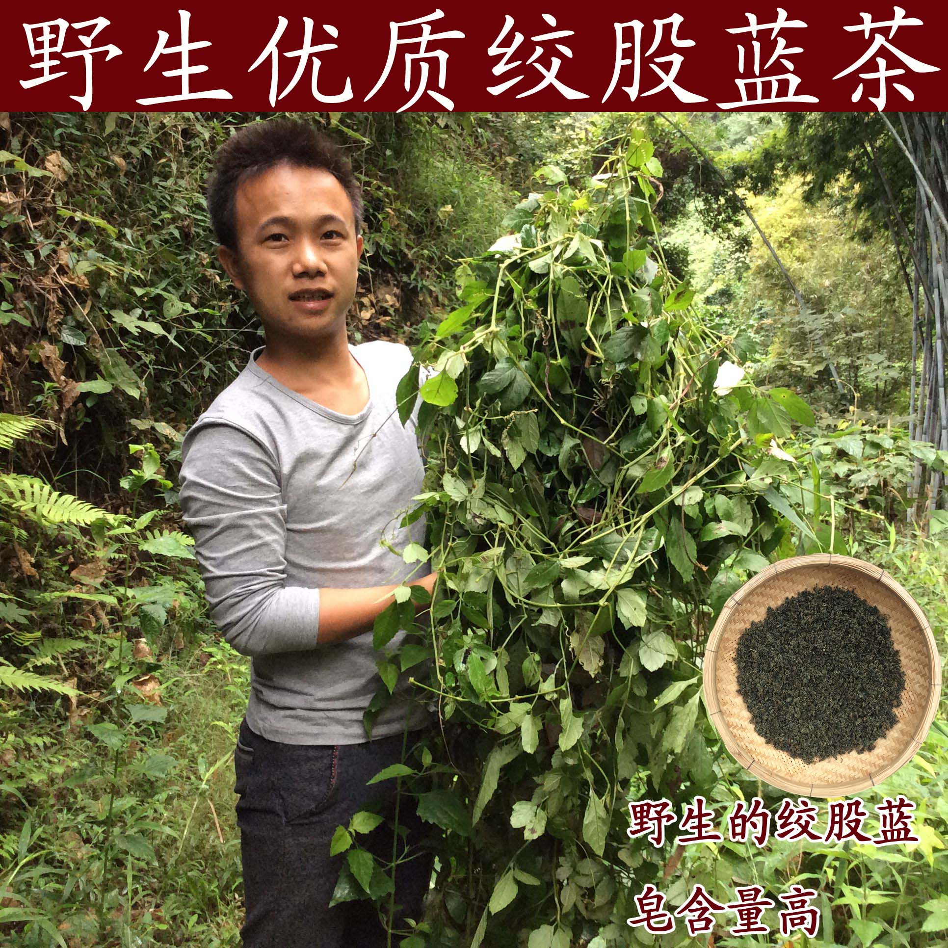 廣西野生絞股藍茶天然非龍鬚茶絞股藍養生新茶七葉膠股藍茶100g