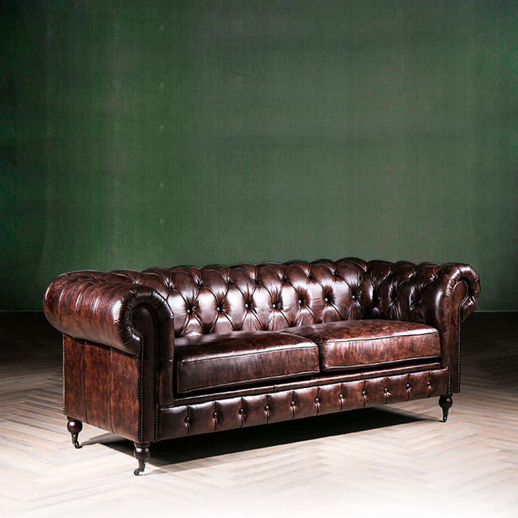 沙发欧美式复古典怀旧多人高档真皮办公客厅整装组合头牛皮沙发椅