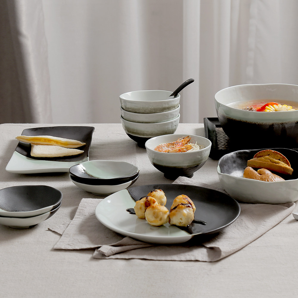 创意个性日式和风窑变磨砂还原焰米饭碗寿司碗盘1人食餐具套装