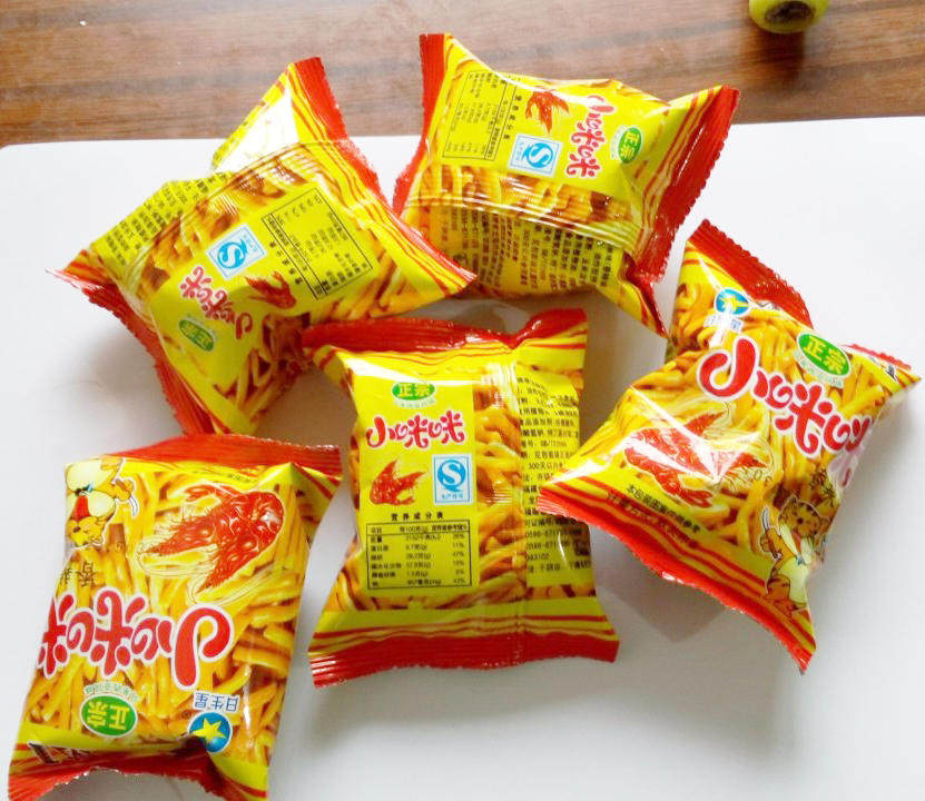 咪咪虾条是80后小时候难忘的记忆,5毛钱一包.