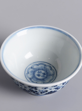 乌府 景德镇 三大名窑 小雅 仿明永乐青花缠枝莲压手杯 春风祥玉