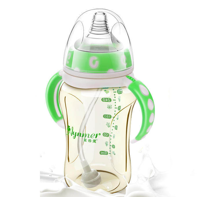 爱因美ppsu奶瓶婴儿奶瓶宽口径带吸管手柄 塑料儿童宝宝奶瓶套装