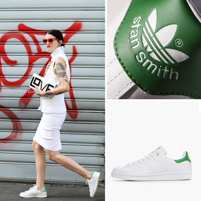 美國直郵 adidas stan smith 三葉草街拍情侶小白鞋綠尾藍尾粉尾