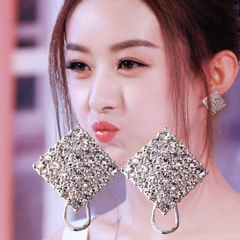 钻石耳钉女简约百搭气质韩国耳环 去购买 去购买 明星款s925纯银防