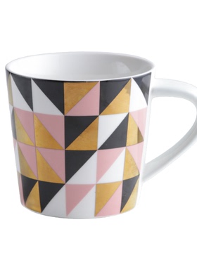 cybil美式厚实大容量 几何彩色三角形 早餐杯马克杯杯子水杯480ml