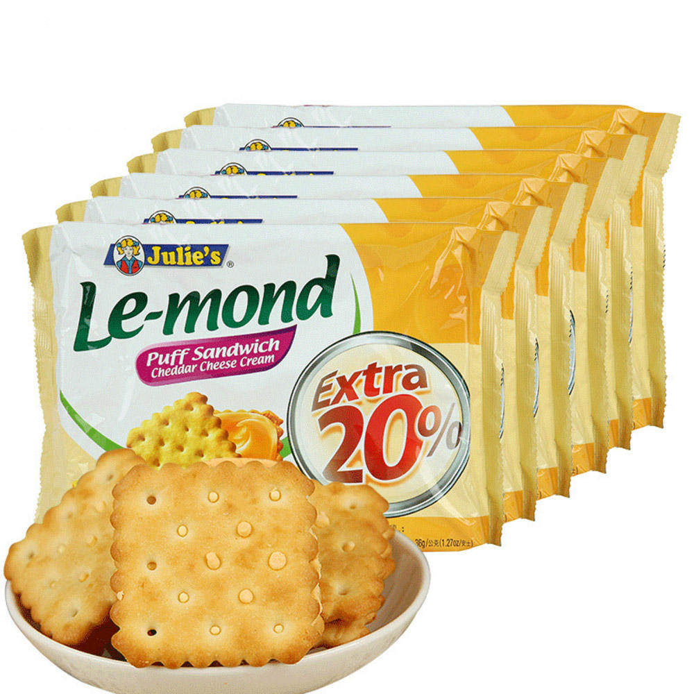 马来西亚进口零食julies/茱蒂丝雷蒙德芝士乳酪夹心饼干216g*6袋