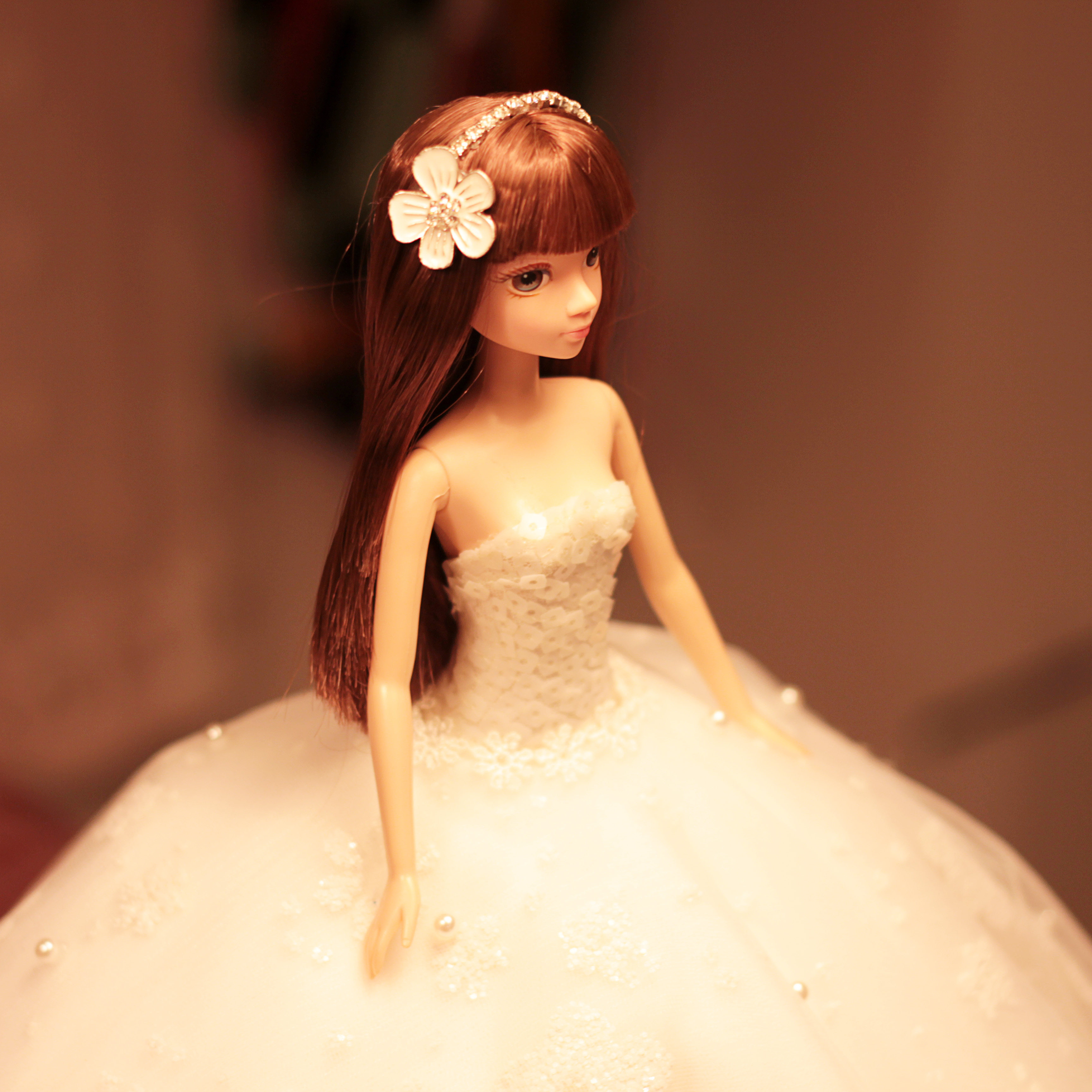 手工清新田园纯美可儿婚纱芭比新娘中国娃娃婚庆摆件礼品