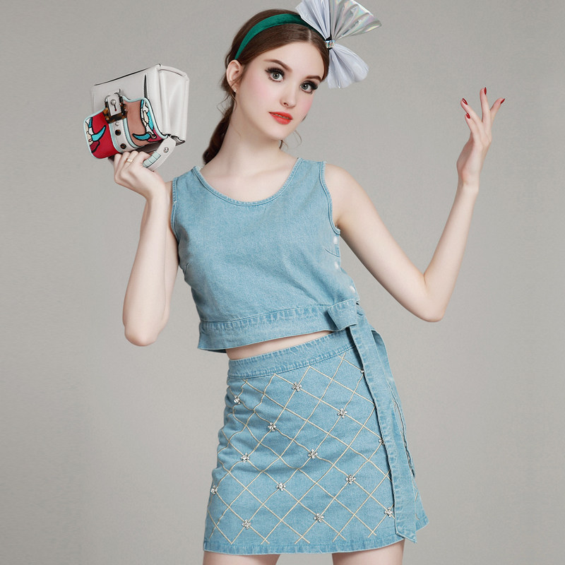 miuco女装2016夏季系带蝴蝶结短款上衣 菱格钉