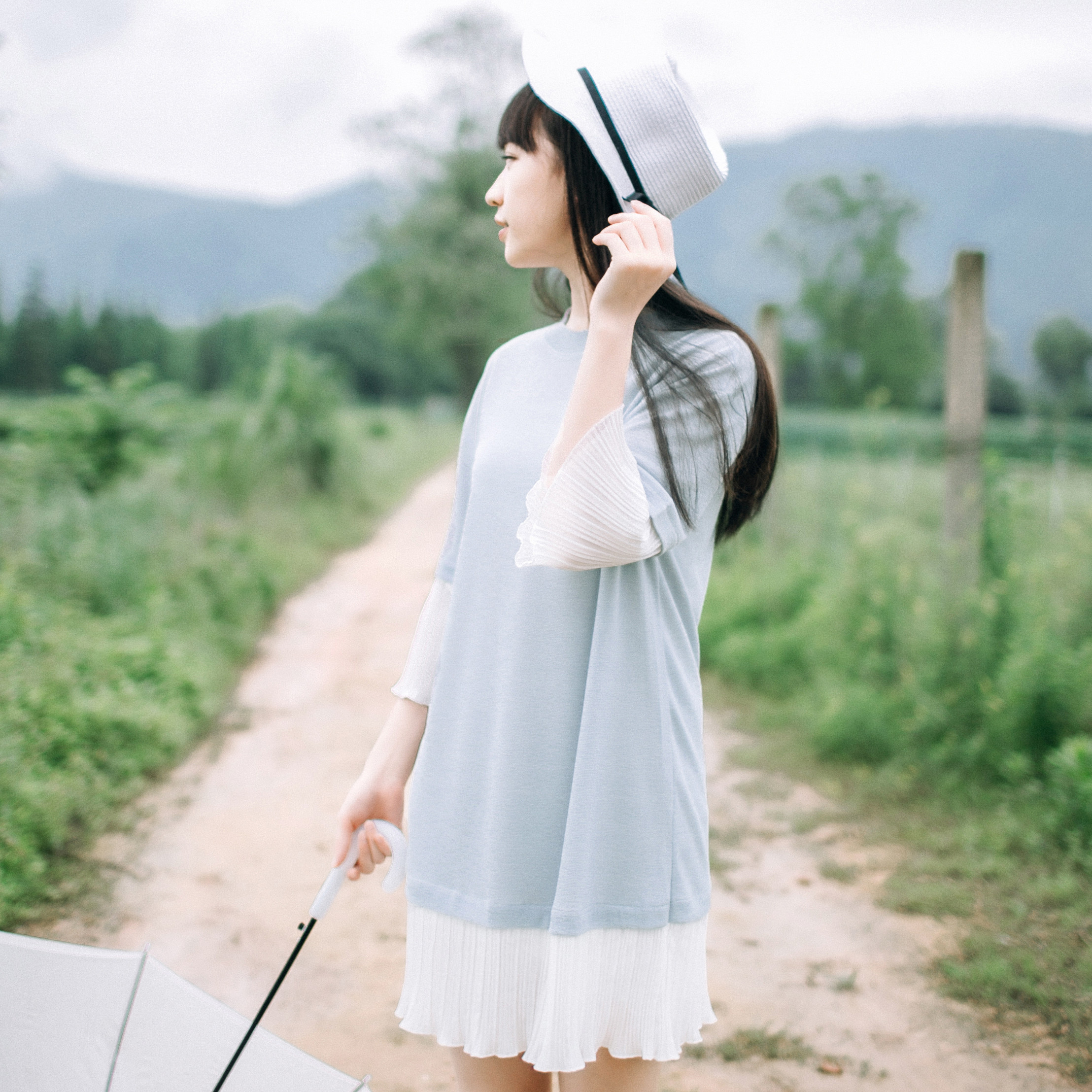 小雨良品 文艺小清新裙摆雪纺连衣裙女夏季宽松中长款韩范连衣裙