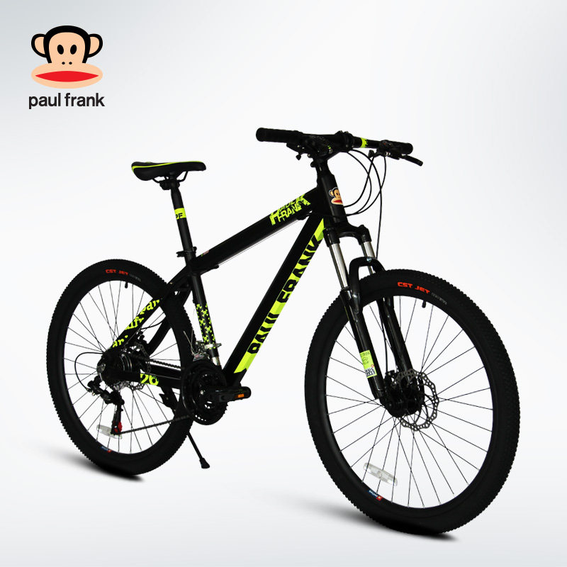 paul frank大嘴猴26寸21速铝合金碟刹带锁死避震山地自行车男女车