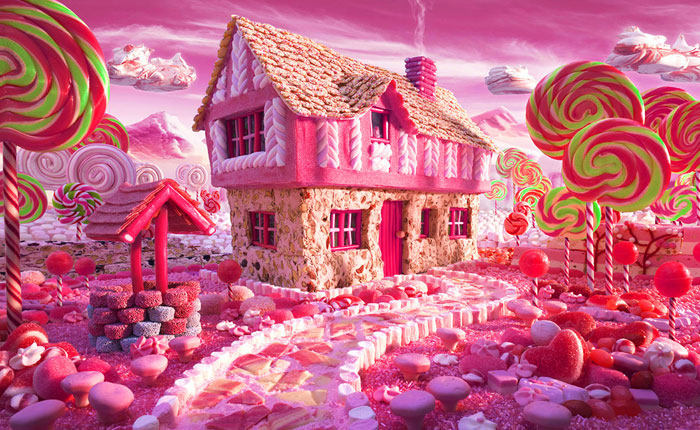 钻石画5d魔方圆钻砖石画糖果屋风景贴画卡通儿童贴画钻石十字绣