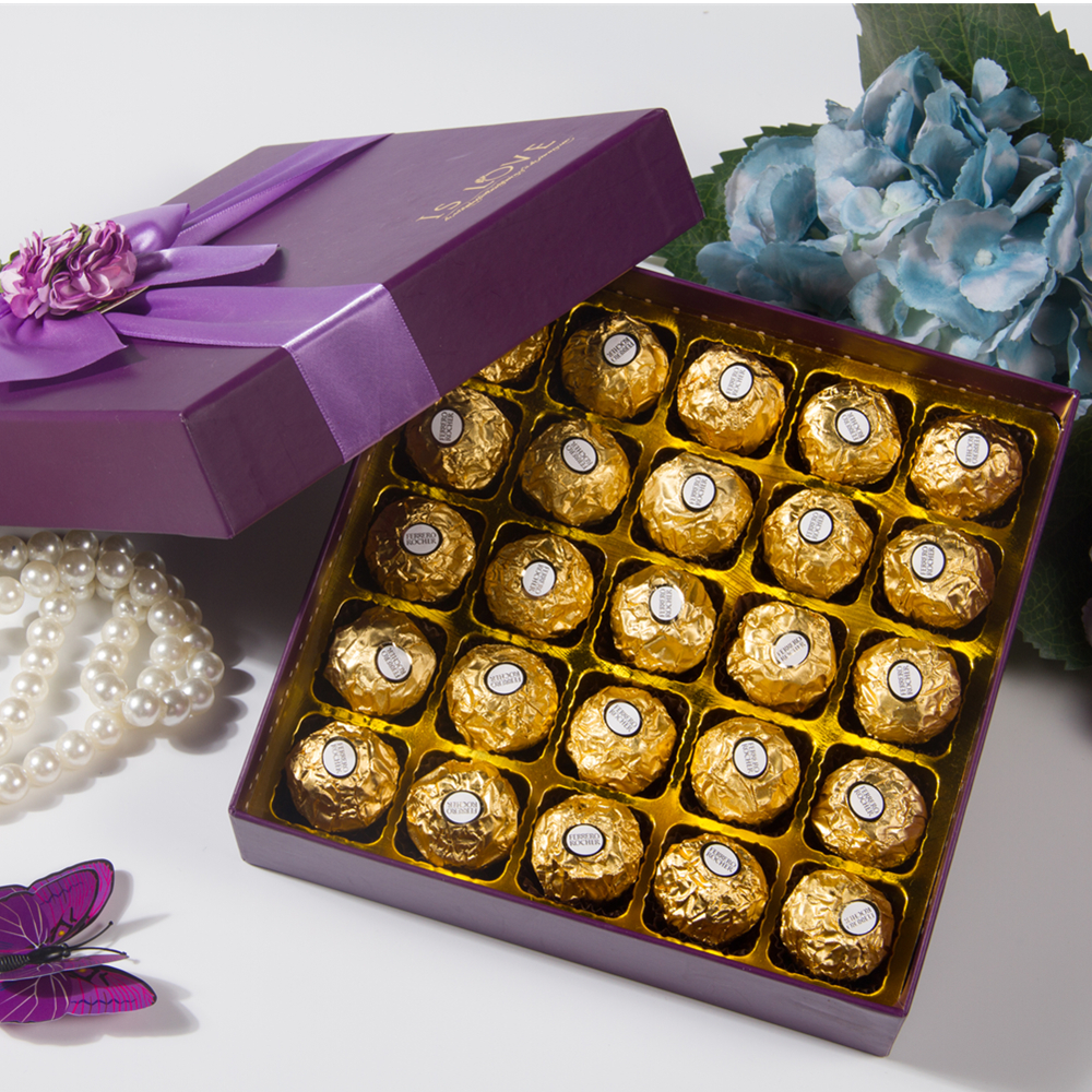 费列罗巧克力25颗金箔玫瑰花礼盒七夕情人节送男女友创意生日礼物