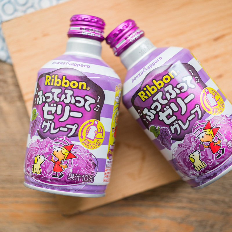 日本进口葡萄饮料百佳 ribbon葡萄果汁摇摇果冻饮料275g含果汁10%