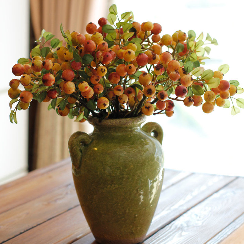 清清主义美式乡村田园地中海高仿真花沙果客厅餐厅卧室软装饰品