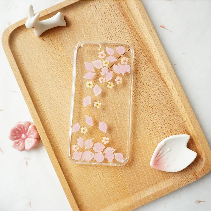 「桃花岛」易初手作 压花干花花瓣手工iphone 6s/7plus手机壳樱花