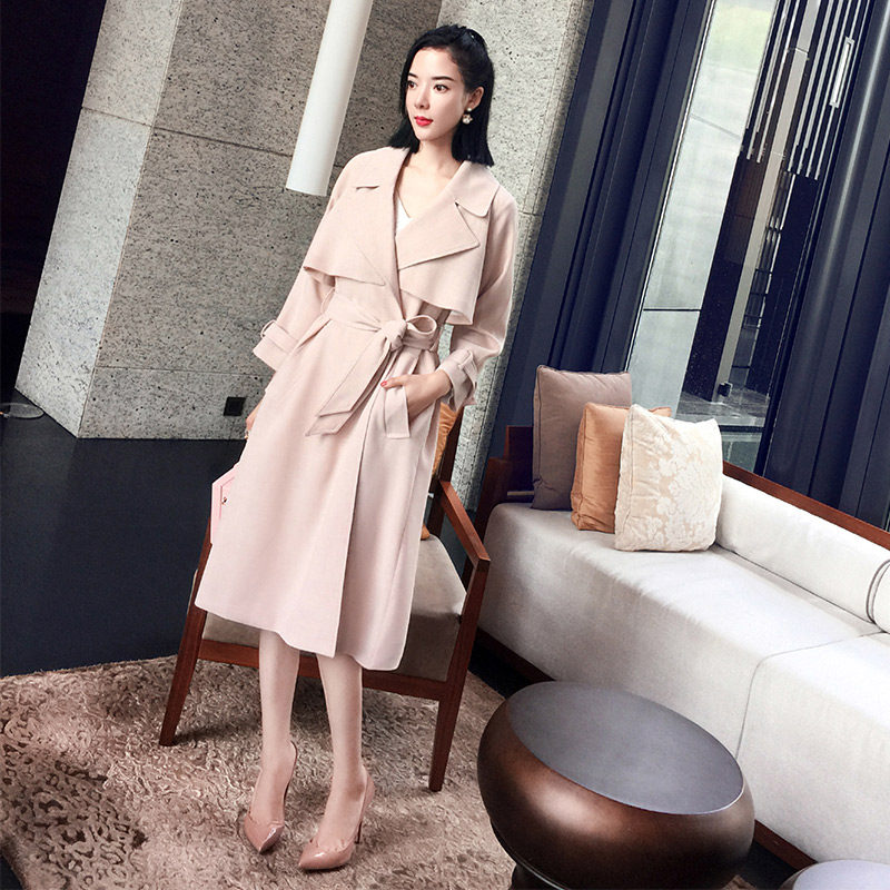 黄公子lisa2016春秋装韩版外套修身系带大翻领