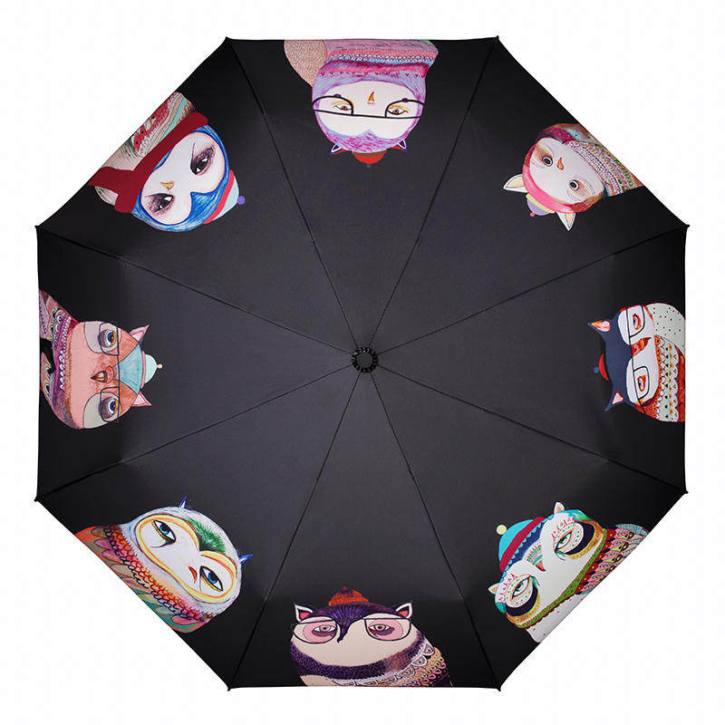 猫咪系列折叠晴雨两用太阳伞防紫外线遮阳伞女黑胶超强防晒伞创意