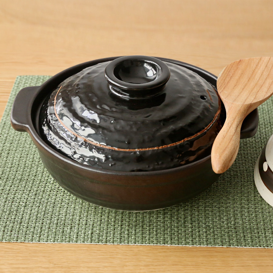 驮【日本进口 万古烧 黑釉土锅】煲仔饭煮粥熬汤砂锅部队锅寿喜锅