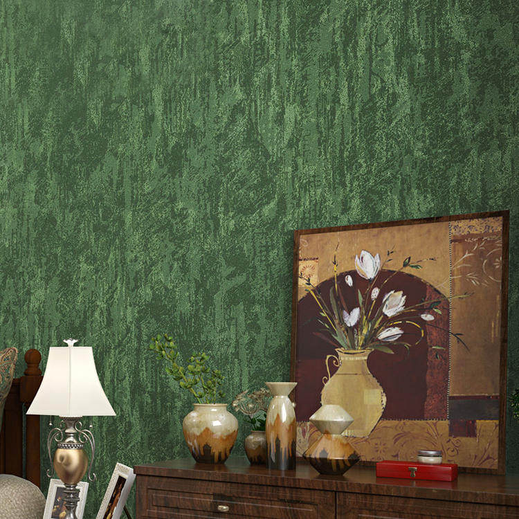 将旗壁纸美式复古斑驳做旧纯色壁纸墨绿色卧室客厅素色满铺无纺布