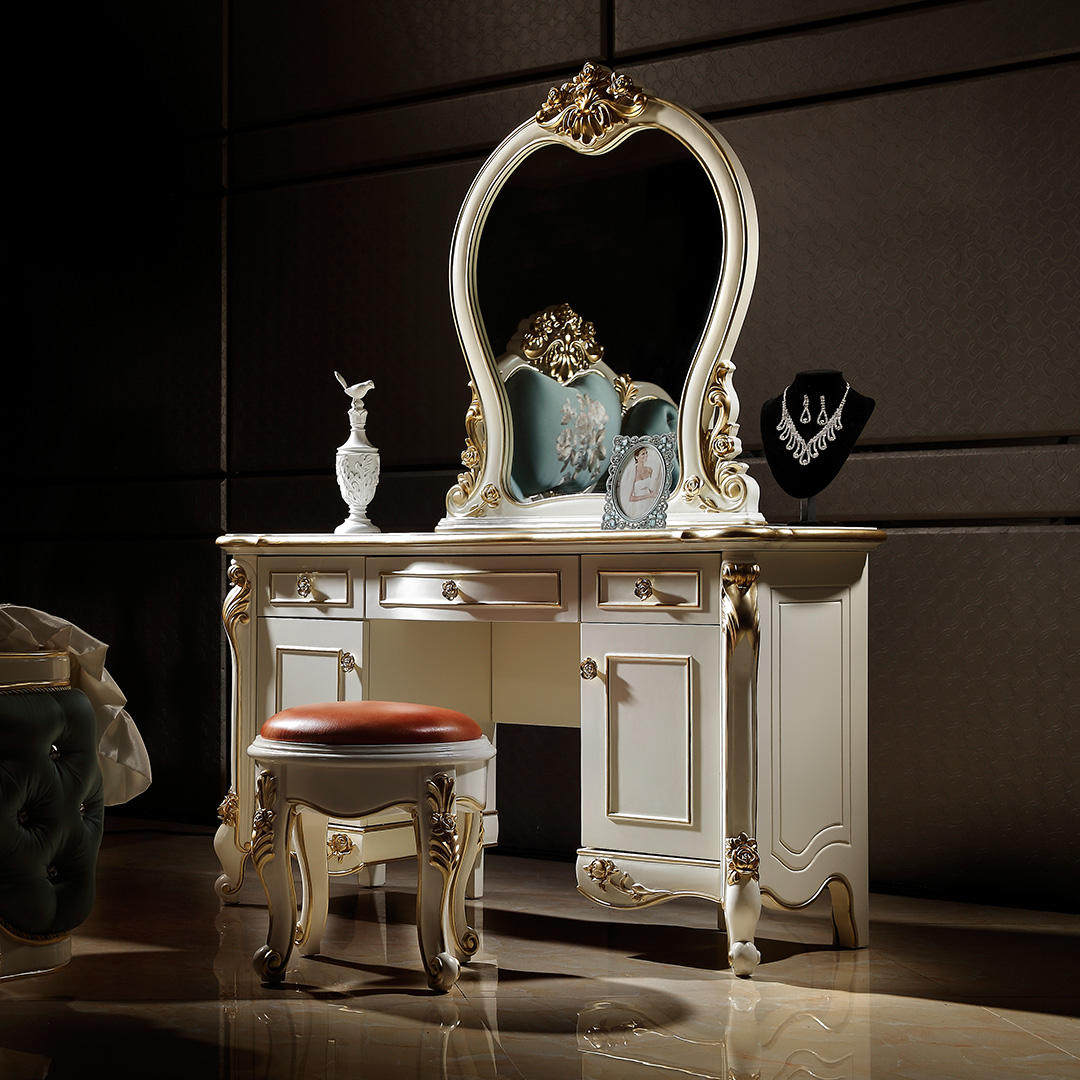 赫莎宫廷法式家俱 欧式实木梳妆台化妆桌 f6 卧室妆凳镜组合新品