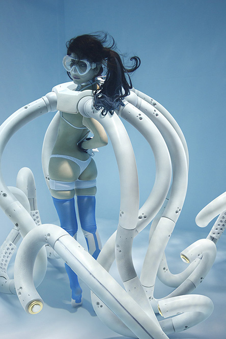 水下,过膝袜:少女与机械触手