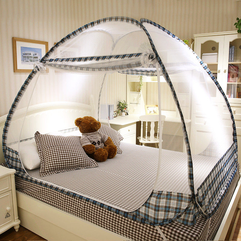 5m蚊帐蒙古包三开门学生折叠圆顶拉链1.2帐子1.8单双人床免安装