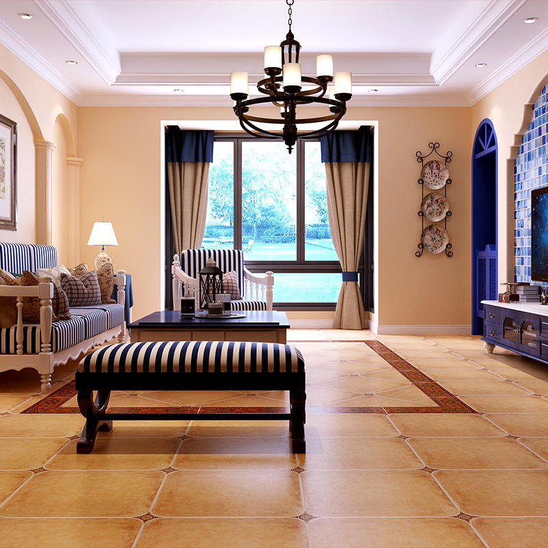 罗浮威尔地中海圆角仿古砖 欧式客厅美式地板砖田园地砖复古瓷砖