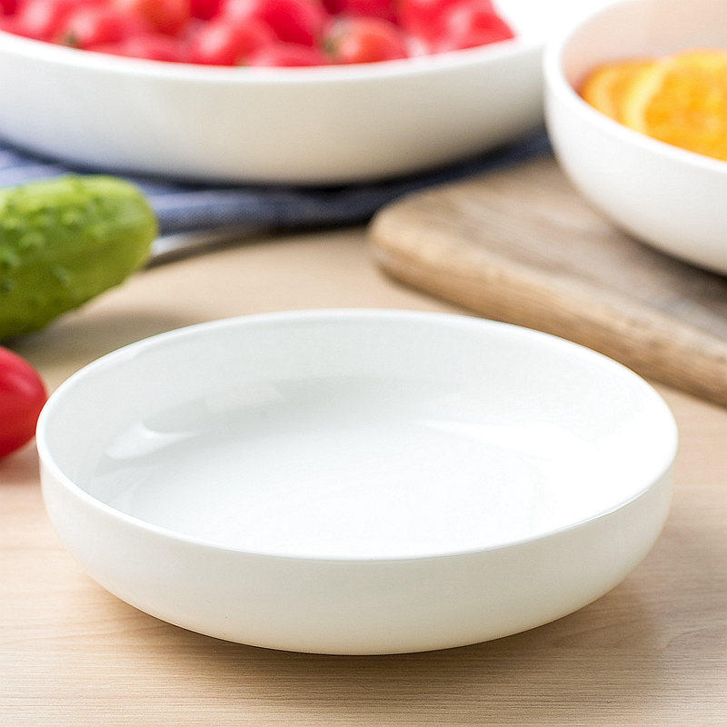 纯白骨瓷炒饭盘子菜盘家用创意陶瓷北欧风餐具