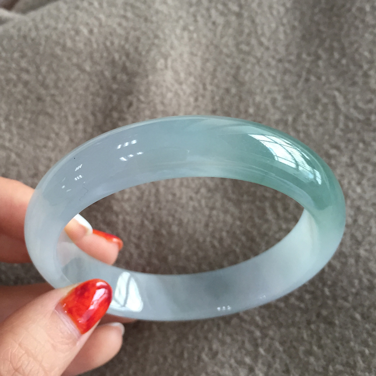 清婉家:正品天然缅甸翡翠手镯 玉镯女 瓜皮绿油青玉石 a货附证书