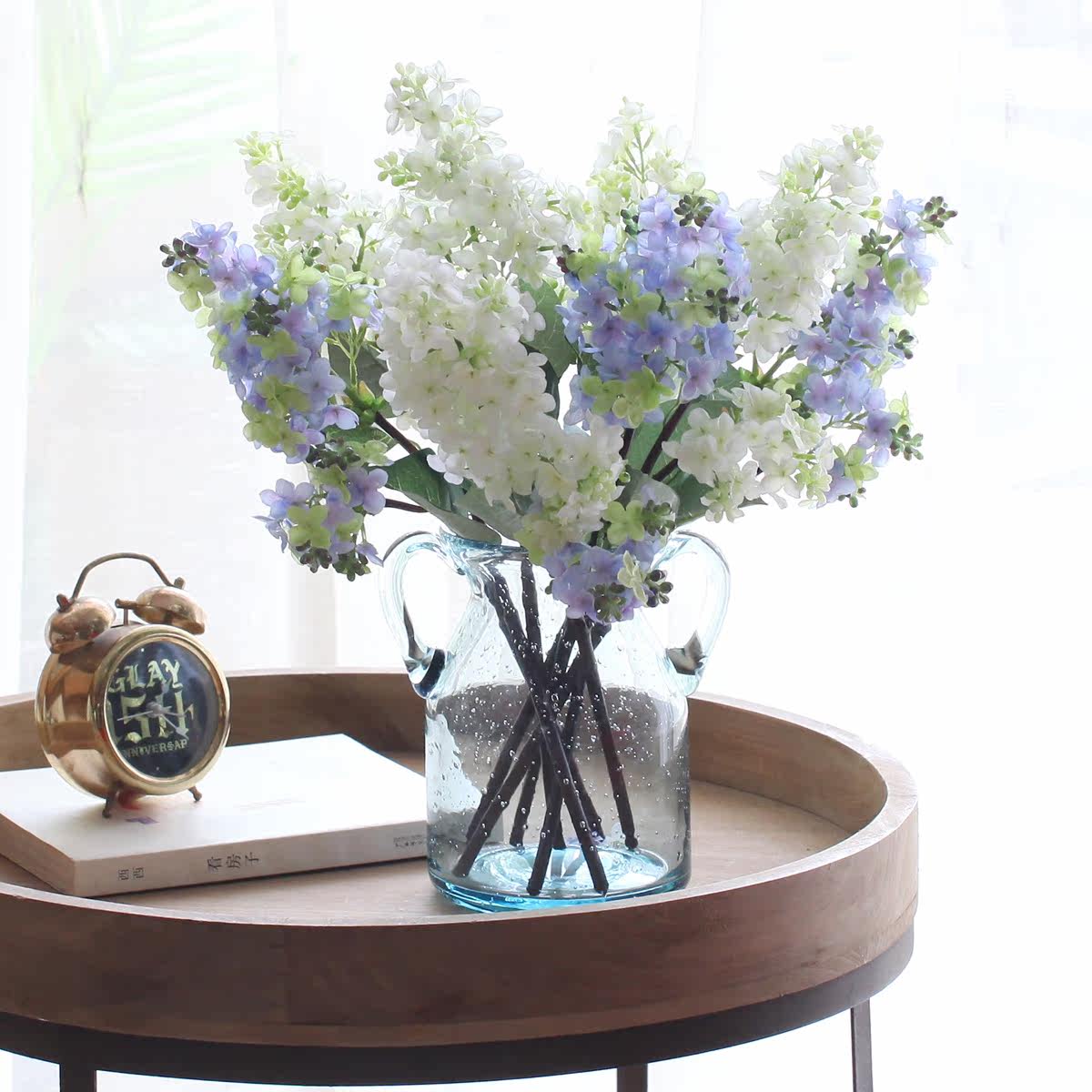 家居仿真花假花客厅[短枝丁香花]餐厅茶几插花