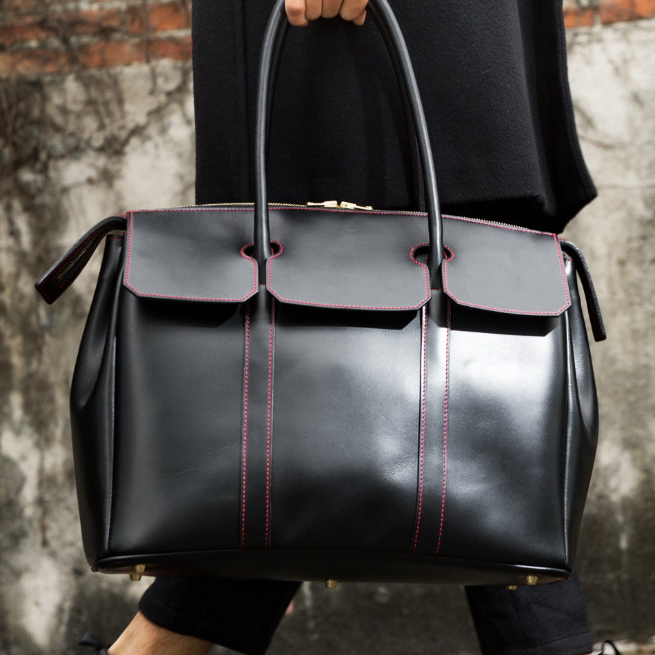 玩儿!快意恩仇!tote bag手工制作油珠牛皮休闲单肩包托特包男包