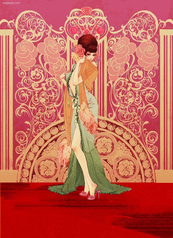 蔷薇与少女!凡尔赛风格的唯美插画设计