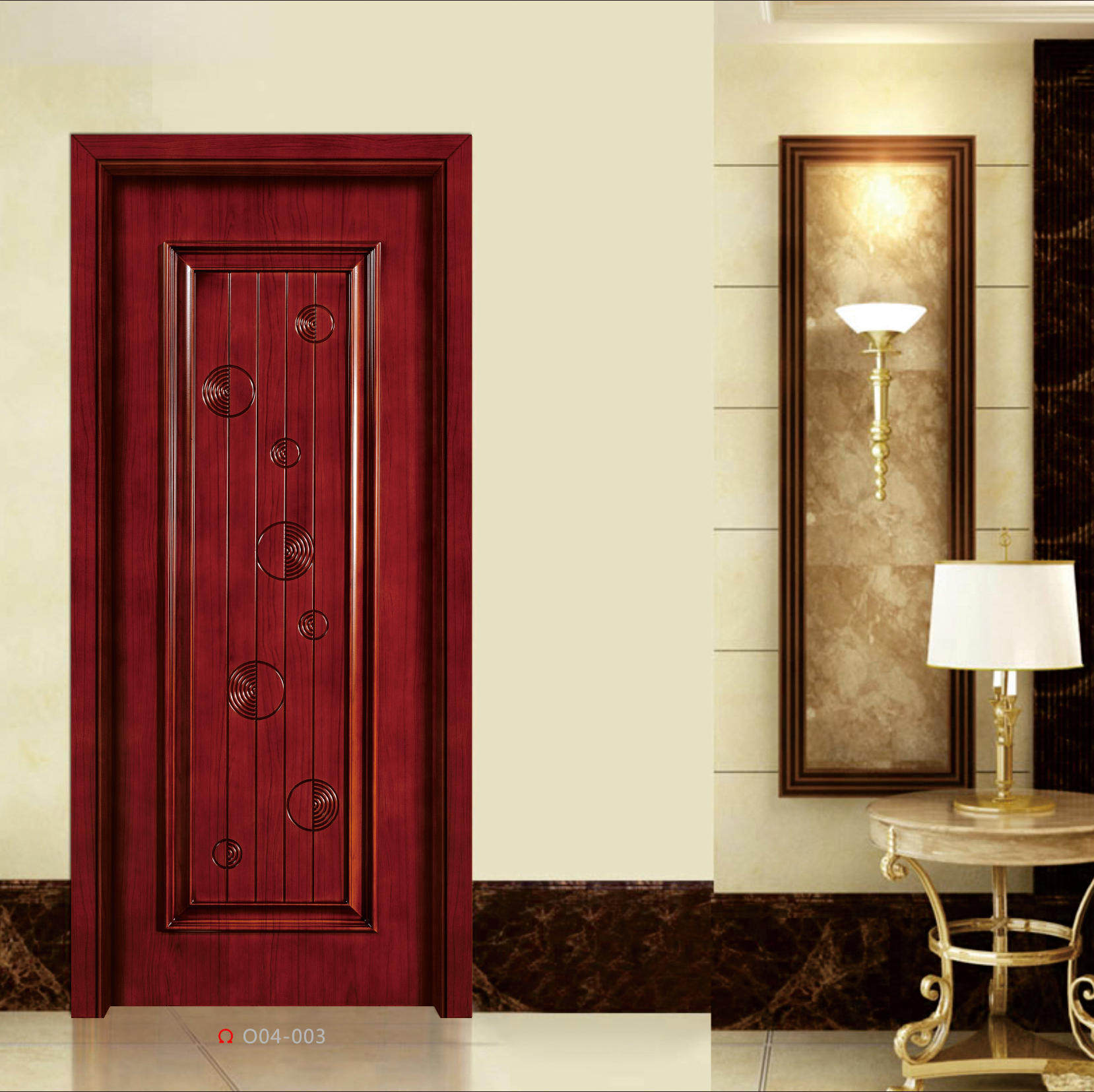 千川木门 欧式简约 实木复合卧室门 室内门套装门 免漆 锦云q055